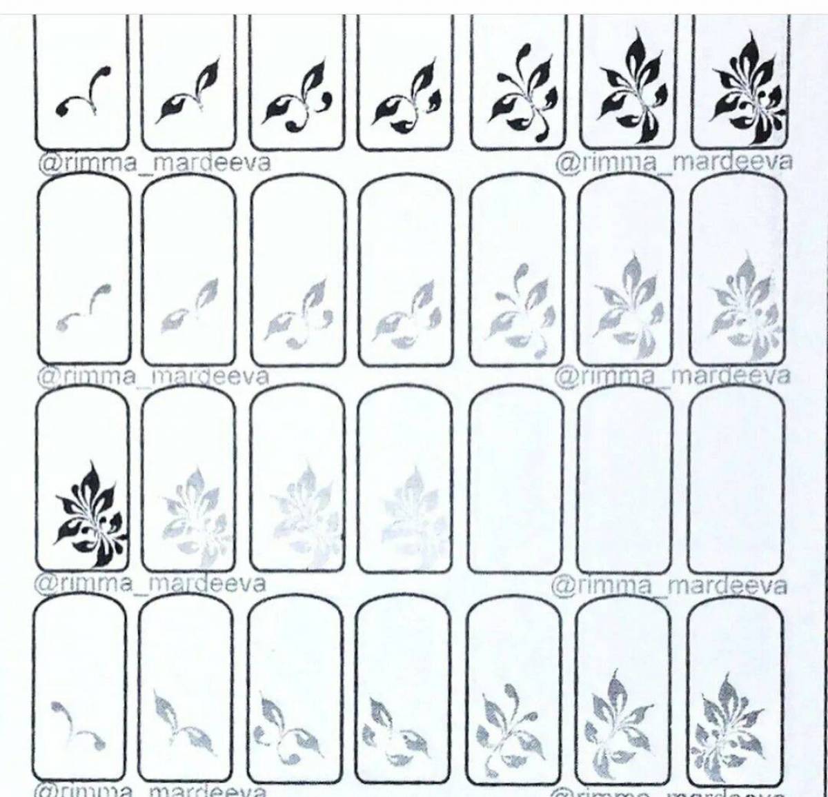 Маникюрные карты. Тренировочные карты для маникюра. Тренировка рисования на ногтях. Вензеля трафареты для ногтей. Трафареты ногтей для рисования.