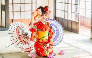 Раскраска японка в кимоно #2 #574081