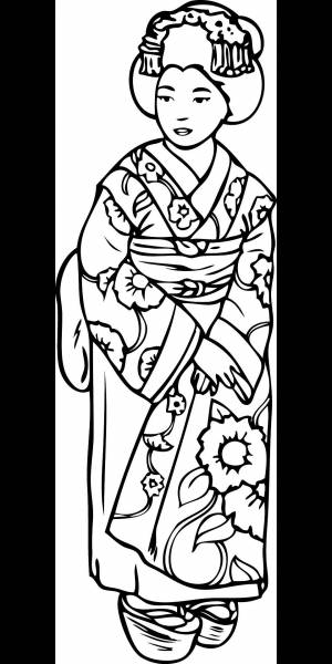 Раскраска японка в кимоно рисунок 4 класс #3 #574106