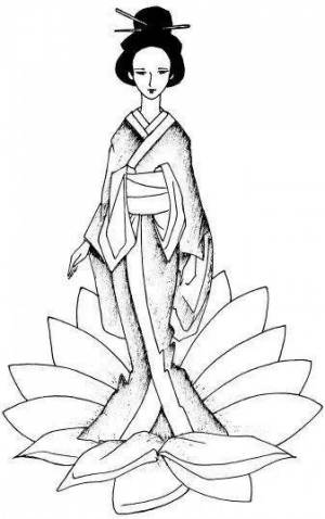Раскраска японка в кимоно рисунок 4 класс #4 #574107