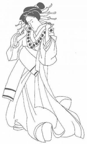 Раскраска японка в кимоно рисунок 4 класс #6 #574109