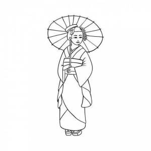 Раскраска японка в кимоно рисунок 4 класс #7 #574110