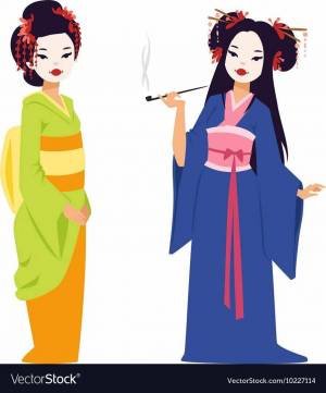 Раскраска японка в кимоно рисунок 4 класс #13 #574116