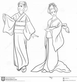 Раскраска японка в кимоно рисунок 4 класс #33 #574136