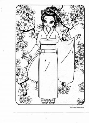 Раскраска японка в кимоно рисунок 4 класс #34 #574137