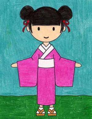 Раскраска японка в кимоно рисунок 4 класс #38 #574141