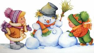 Раскраска дети лепят снеговика #7 #56404