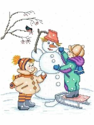 Раскраска дети лепят снеговика #20 #56417