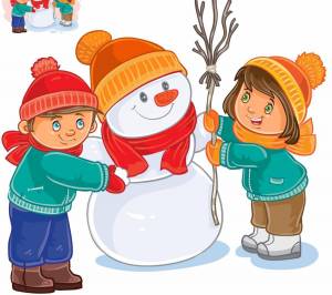 Раскраска дети лепят снеговика #23 #56420