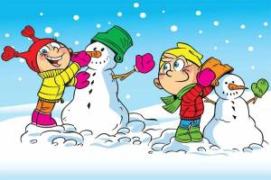Раскраска дети лепят снеговика #34 #56431
