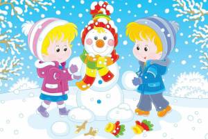 Раскраска дети лепят снеговика #37 #56434