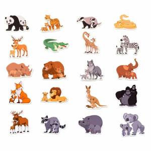 Раскраска дикие животные и их детеныши #3 #57580