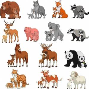 Раскраска дикие животные и их детеныши #14 #57591