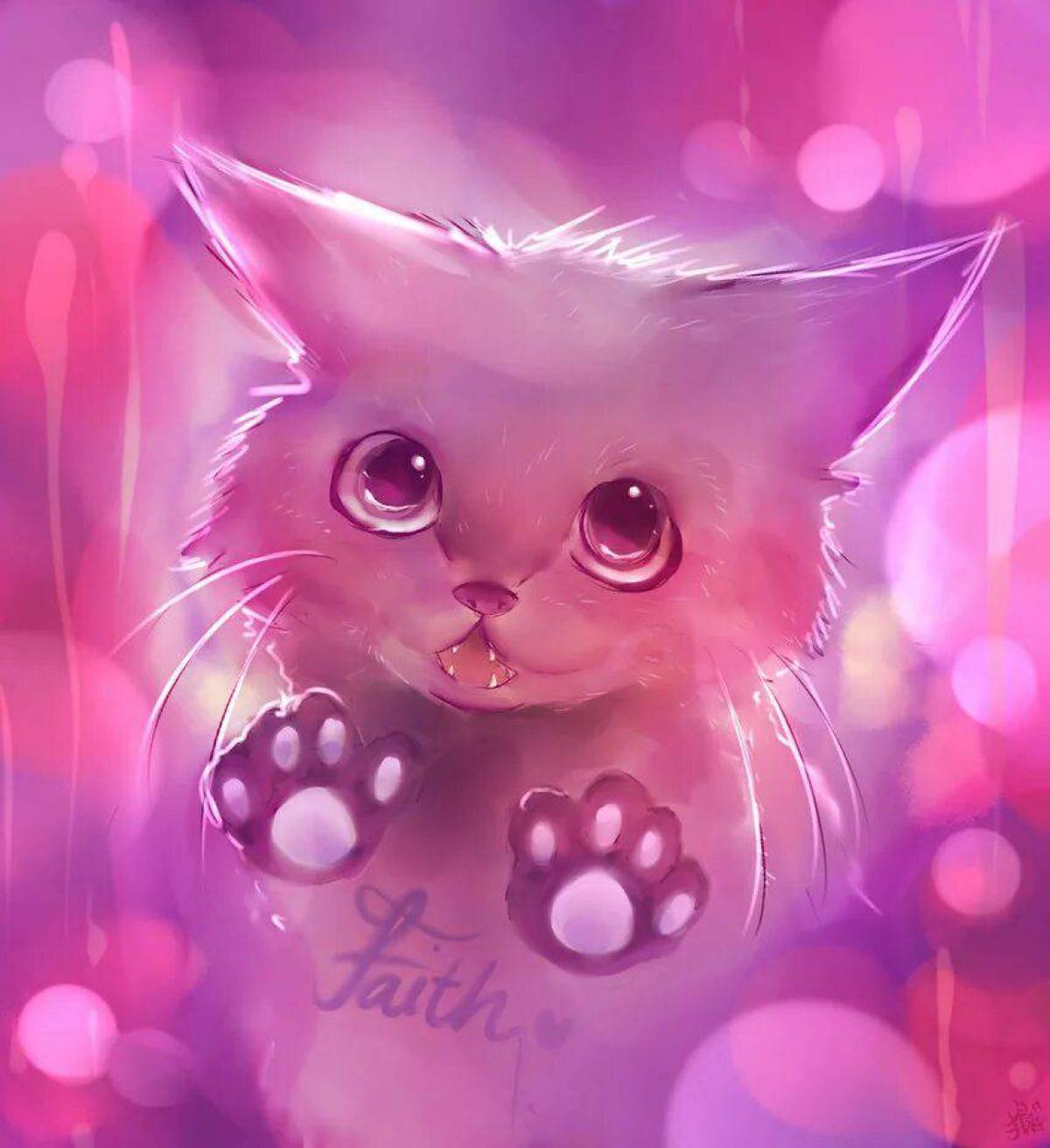 Аватарка кошечка. Розовый котенок. Розовая кошка. Миленькие рисунки. Милые котики.