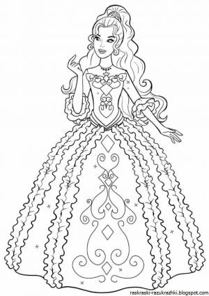 Раскраска для девочек принцессы в красивых платьях #11 #63039