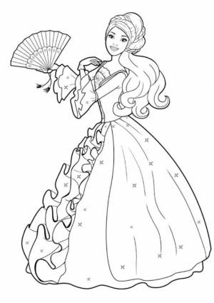 Раскраска для девочек принцессы в красивых платьях #20 #63048