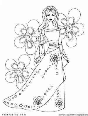 Раскраска для девочек принцессы в красивых платьях #27 #63055