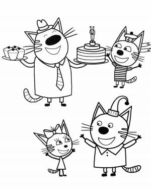 Раскраска для детей 3 4 лет три кота #1 #64625