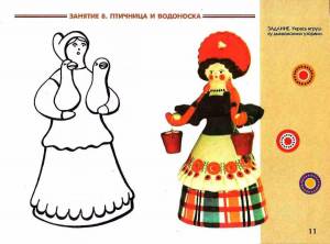 Раскраска дымковская барышня шаблон для детей #16 #73633