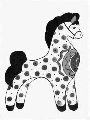 Раскраска дымковская лошадка #5 #73841