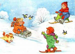 Раскраска зимние забавы для детей 4 5 лет #4 #4023
