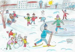 Раскраска зимние забавы для детей 4 5 лет #14 #4033
