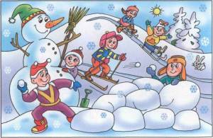 Раскраска зимние забавы для детей 4 5 лет #23 #4042