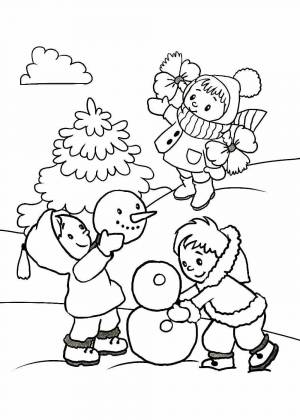 Раскраска зимние забавы для детей 4 5 лет #28 #4047