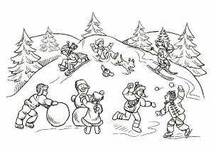 Раскраска зимние забавы для детей 6 7 лет #7 #4064