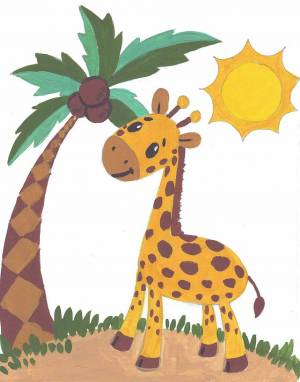 Раскраска жираф для детей 3 4 лет #18 #77566