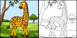 Раскраска жираф для детей 4 5 лет #11 #77598