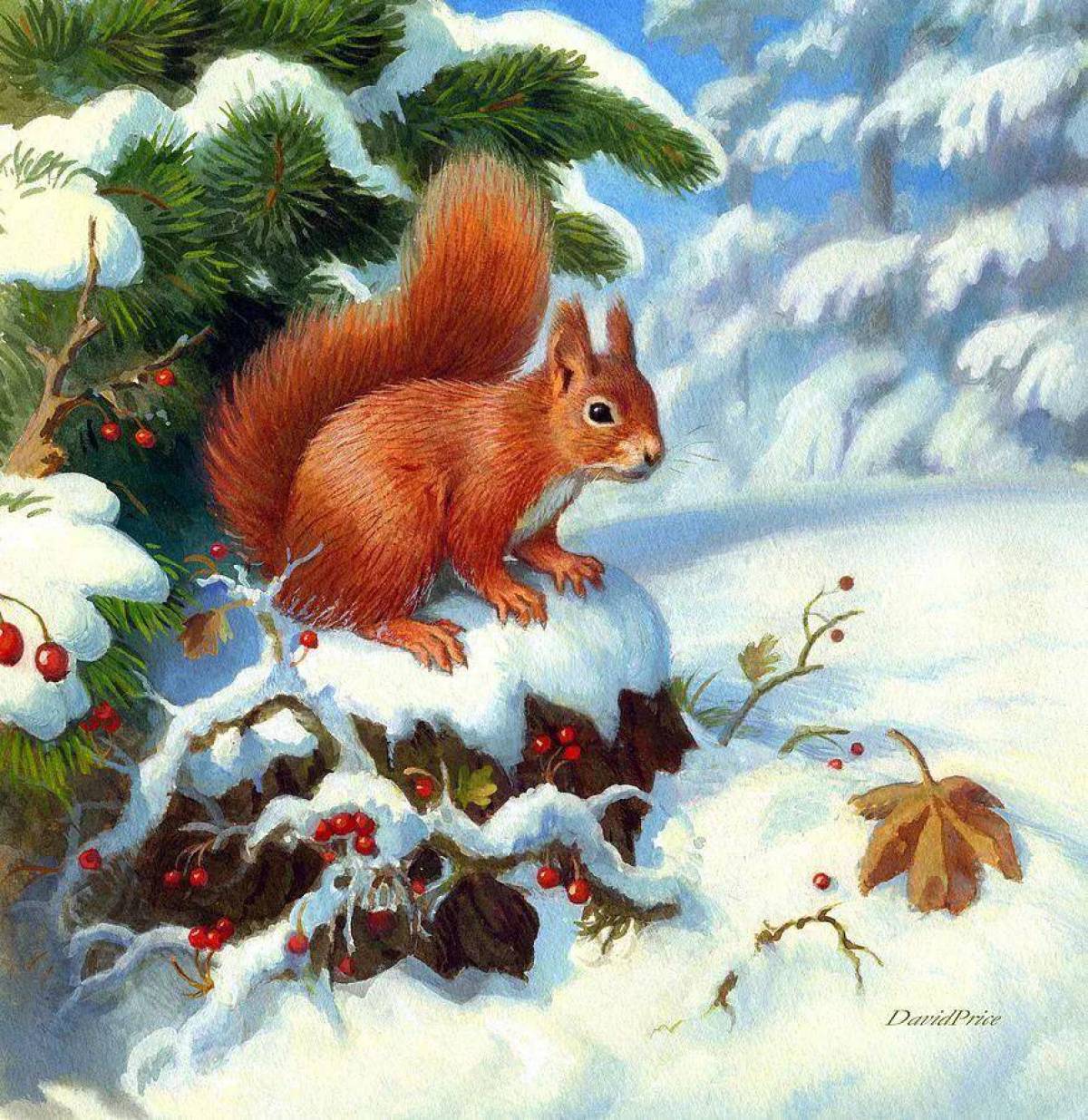 Животные зимой в лесу для детей #2