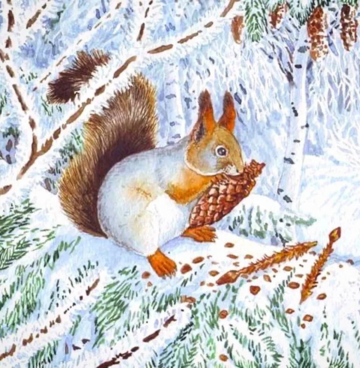 Животные зимой в лесу для детей #25