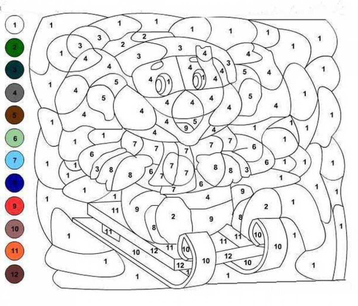Раскрась рисунок по цифрам