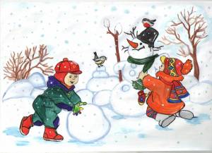 Раскраска зимние забавы для детей 3 4 года #2 #80725