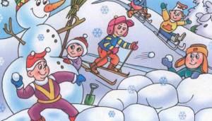 Раскраска зимние забавы для детей 3 4 года #3 #80726