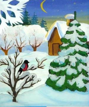 Раскраска зимний пейзаж для детей #7 #81212