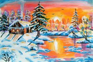 Раскраска зимний пейзаж для детей #10 #81215
