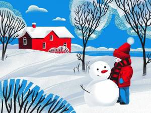 Раскраска зимний пейзаж для детей #12 #81217