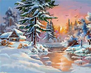 Раскраска зимний пейзаж для детей #18 #81223