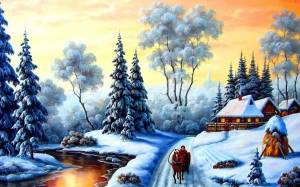 Раскраска зимний пейзаж для детей #20 #81225