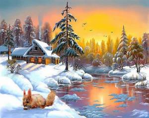 Раскраска зимний пейзаж для детей #24 #81229