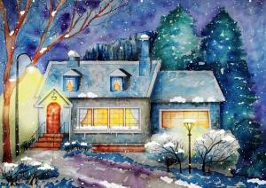 Раскраска зимний пейзаж для детей #25 #81230