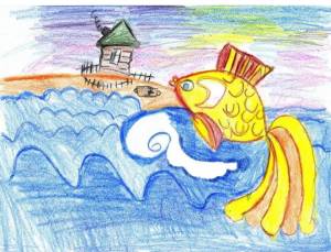 Раскраска золотая рыбка из сказки пушкина #21 #82152