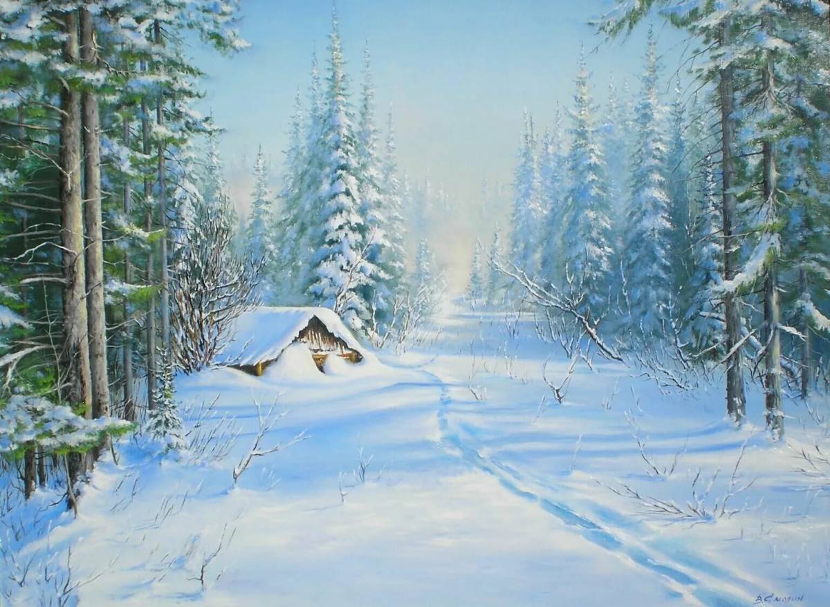 Зимний пейзаж для детей #29