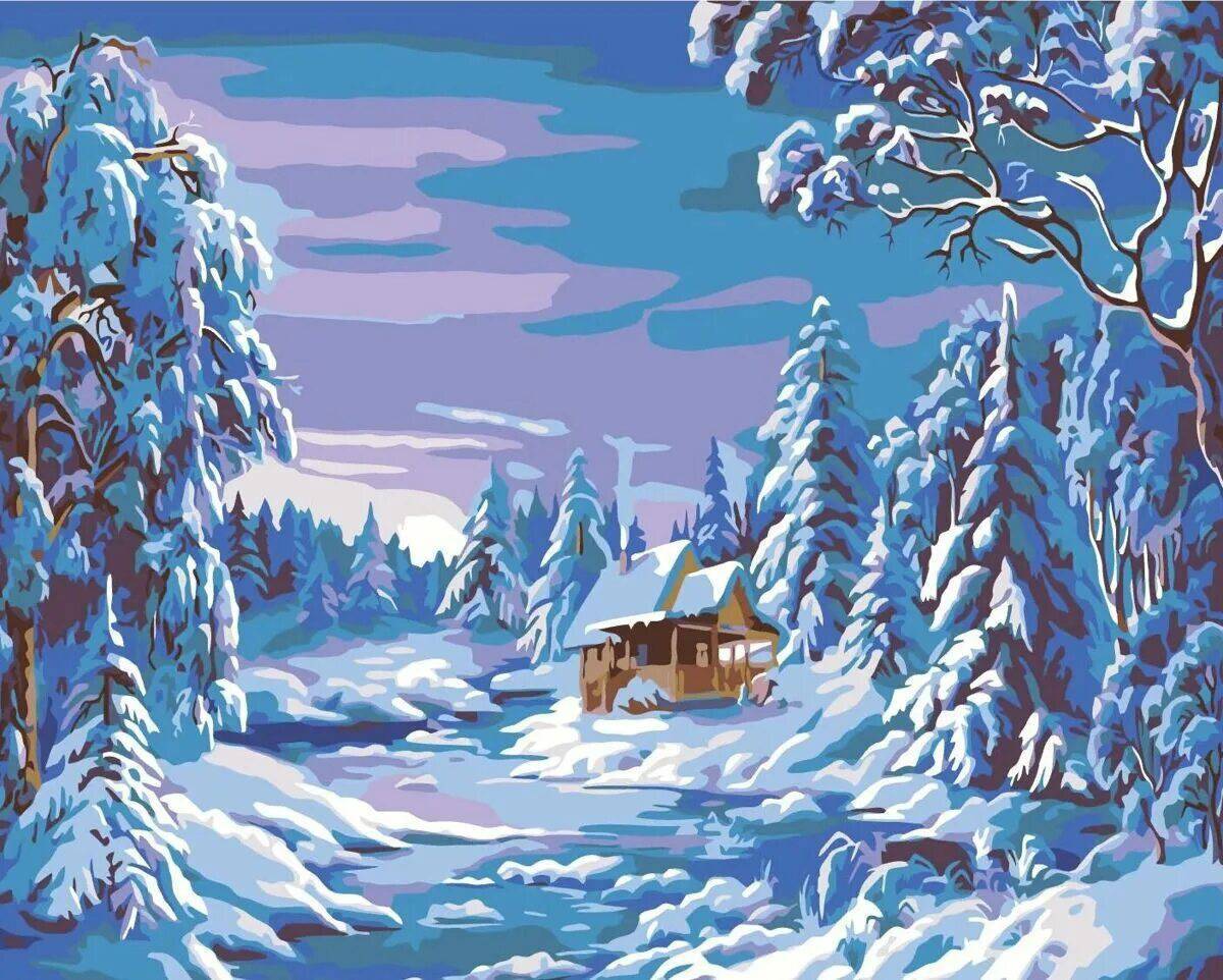 Зимний пейзаж для детей #30