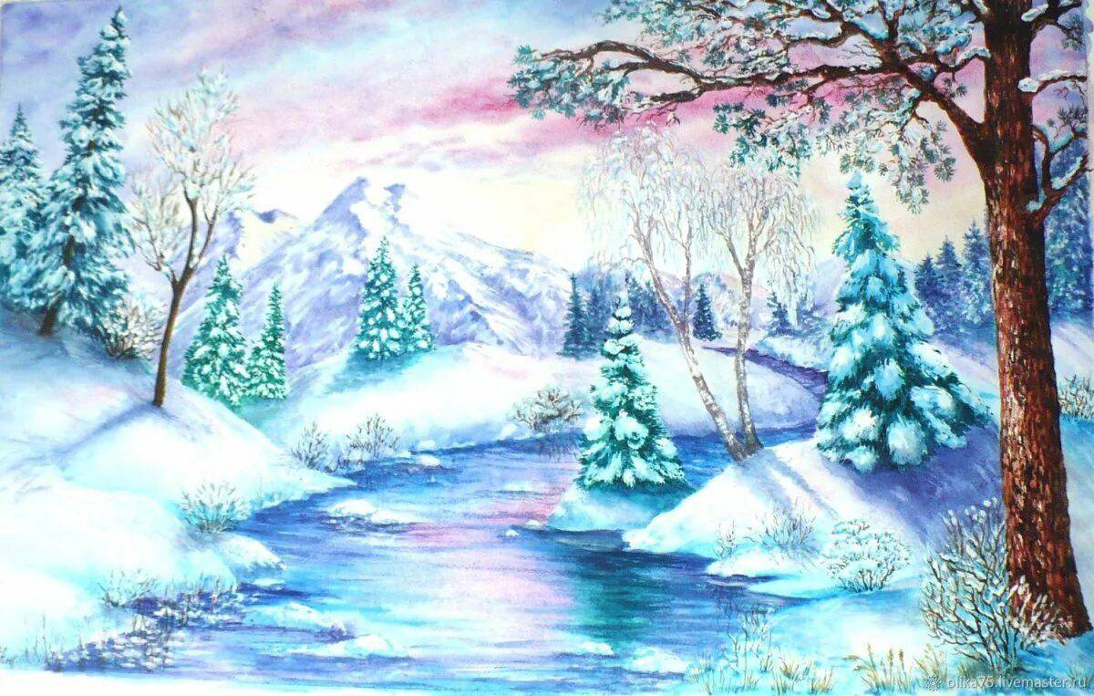 Зимний пейзаж для детей #39