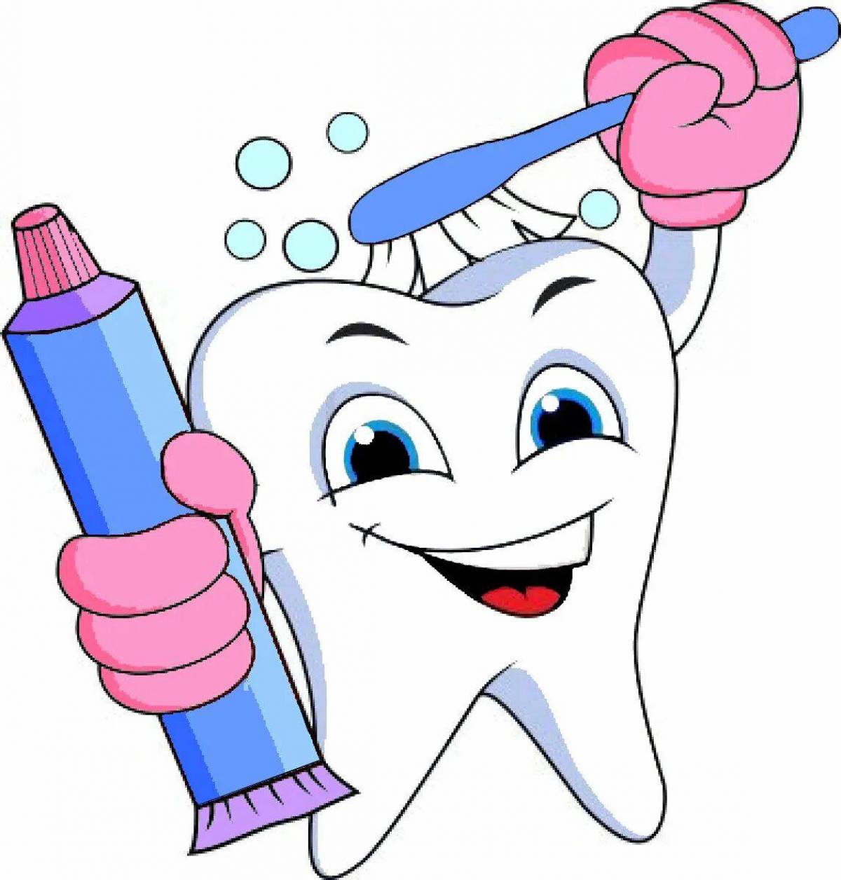 Чистые зубы. Чистим зубы!. Зубик с зубной щеткой. Гигиена зубов для дошкольников. Полезно чистить зубы