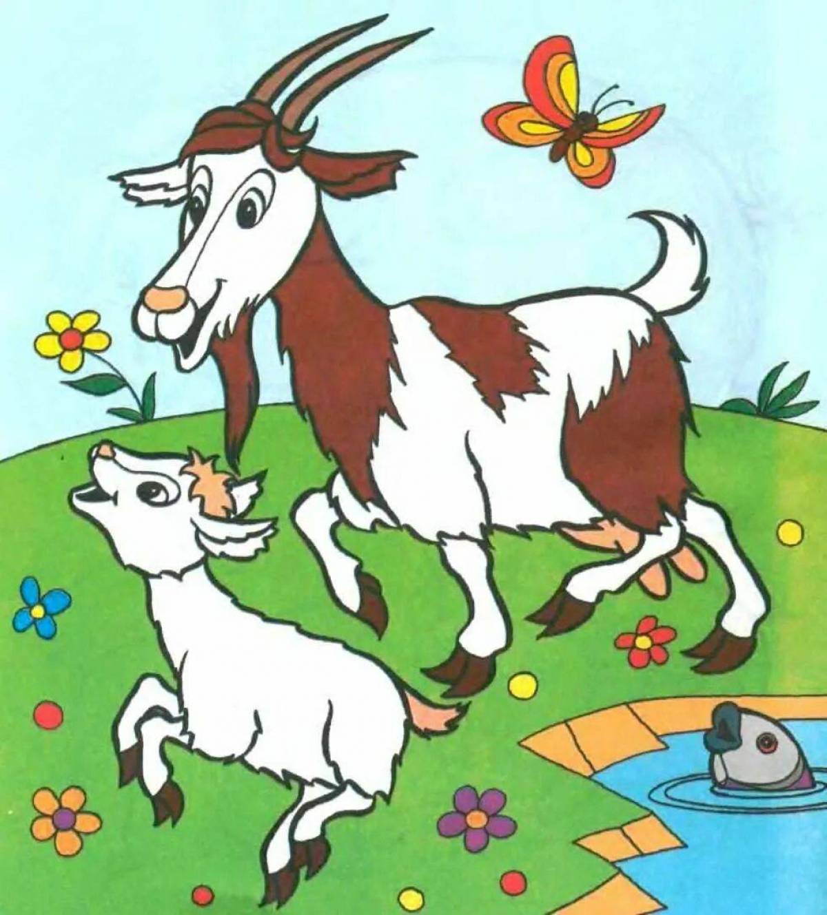 Рисунок козленка. Домашние животные для детей. Коза рисунок. Домашние животные картинки для детей. Коза и козленок для детей.