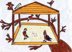 Раскраска кормушка для птиц для детей 3 4 года #21 #93284